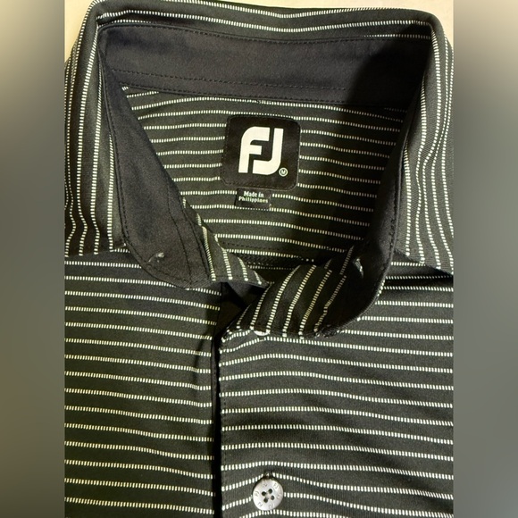 FOOTJOY Men’s black with white stripe golf polo size M - Picture 10 of 13
